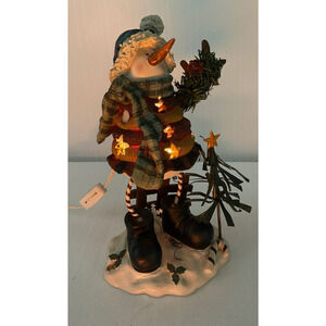 Snowman Lit Crazy Mountain Accent Light Christmas Winter Snow 10" Tall 6" Wide